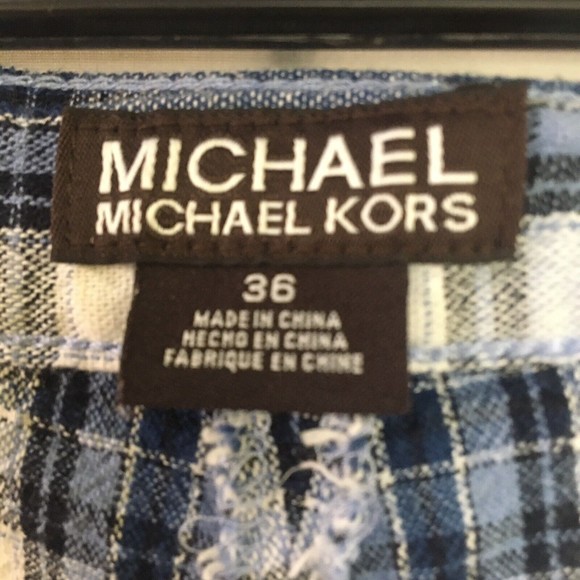 Michael Michael Kors Mens Size 36 Flat Front Cotton and Linen Shorts Pla… - Picture 2 of 6